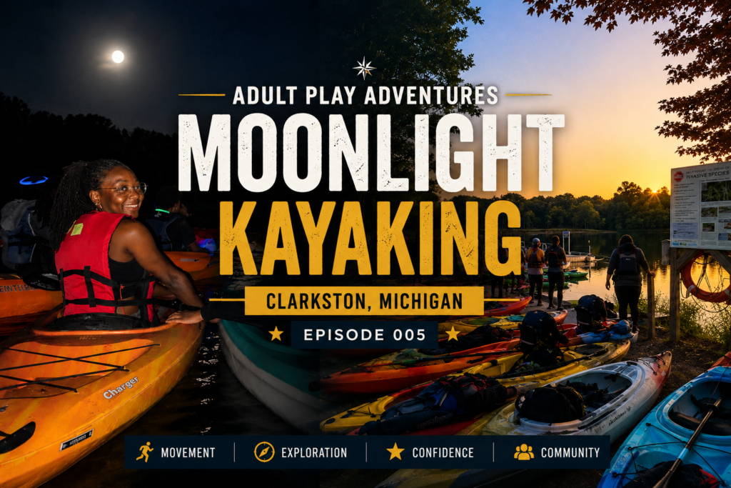 Moonlight kayaking adventure at Independence Oaks County Park in Clarkston, Michigan