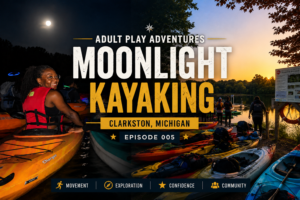 Moonlight kayaking adventure at Independence Oaks County Park in Clarkston, Michigan